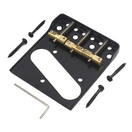DIAO79NI TL 3-Sided Modern Guitar Bridge/Compensated Brass Saddles & Cut Down Side for Fender Squier Telecaster (Black)