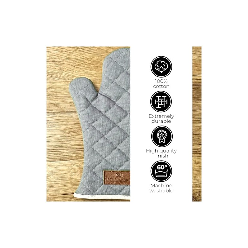Samuel Lamont Oven Gauntlet Gloves - Premium Heat-Resistant Canvas Oven