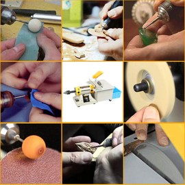 Jewelry Polisher, Rock Polisher Professional Benchtop Polishing Machine & Bench Grinder Woodworking Tool with Adjustable Speed 0-10,000 RPM for Gemstones Metals and DIY Crafts