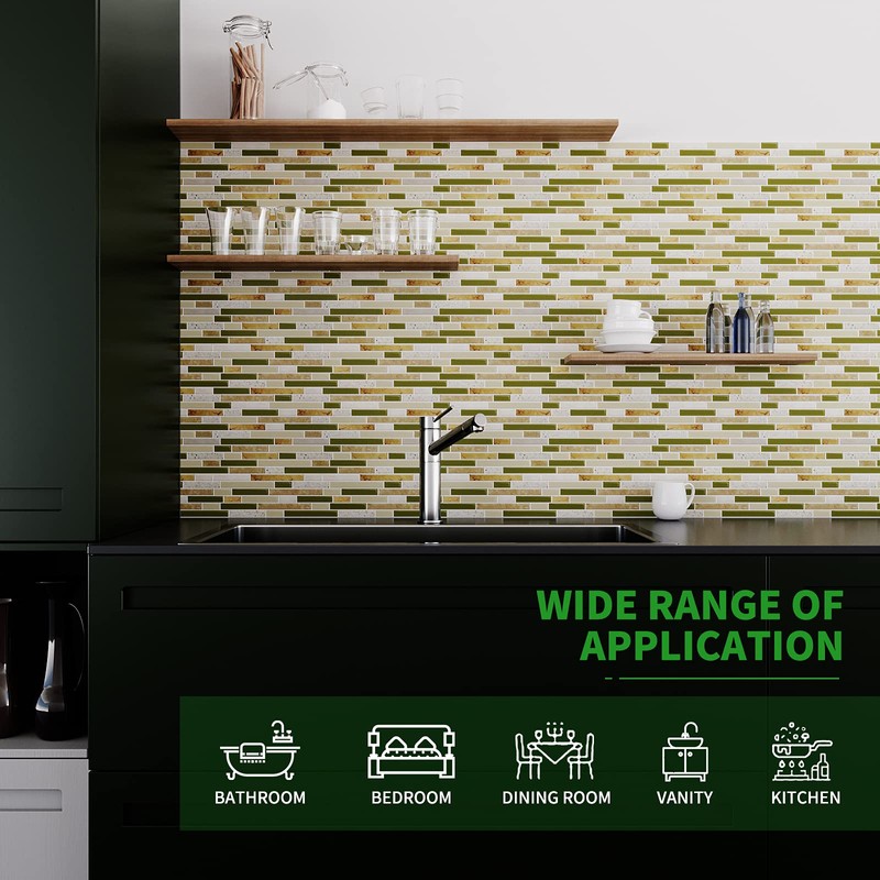 LONGKING 10-Sheet Self-Adhesive Peel and Stick Backsplash for Kitchen, Vinyl