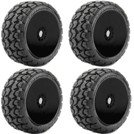 Powerhobby 1/8 Buggy Tomahawk Belted Tires Mounted 17MM (4) (Black - Dish)