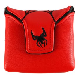 VOANZO Golfschläger Putter Head Cover Schwarz Und Rot Spinnen Stickerei Golfschläger Quadratisches Mallet Putter Head Cover Golfschläger Putter Head Cover Magnetisches Golf Head Cover Rot