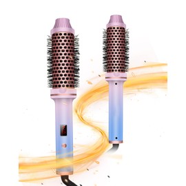 1 1/2 Inch Thermal Brush, Curling Heated Brush Round Fast Heating for Women, Double Voltage for Travel for Hair Straightening Curling Volumize, Ceramic Tourmaline Technology