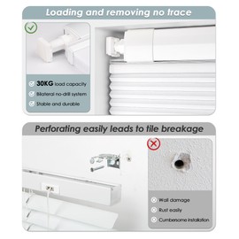 LazBlinds No Tools No Drill Cordless Cellular Shades, Top Down Bottom Up (TDBU) Honeycomb Shades for Home, Blackout Light Blocking Thermal Insulation Blinds for Windows, 35" W x 64" H, White