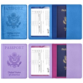 Eoehro 2Pack Passport Holder Wallet Cover Case, Travel Essentials for Women and Men