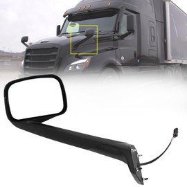 aostirmotor Pair Black Hood Mirrors Fit for New Freightliner Cascadia 2018-2022, Hood Mirrors Assembly with Heater Driver Side