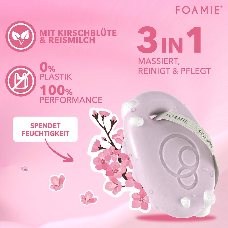 Foamie Cherry Kiss Solid Shower Gel with Cherry Blossom and