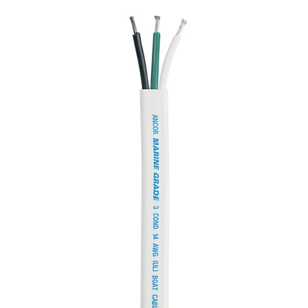 ANCOR WHITE TRIPLEX CABLE 100' 14/3 (WHITE, BLACK, GREEN)