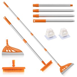 Magic Air Silicone Broom Sweeper, Multifunction Silicone Broom, Household Squeegee for Floor Cleaning, Bathroom, pet Hair, Dog Brush Set Orange