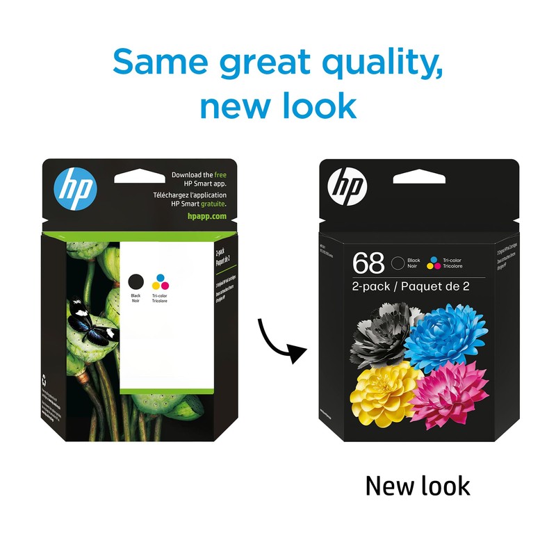 HP 68 Black/Tri-Color Ink Cartridges (2-Pack) | Works Envy 6100e,