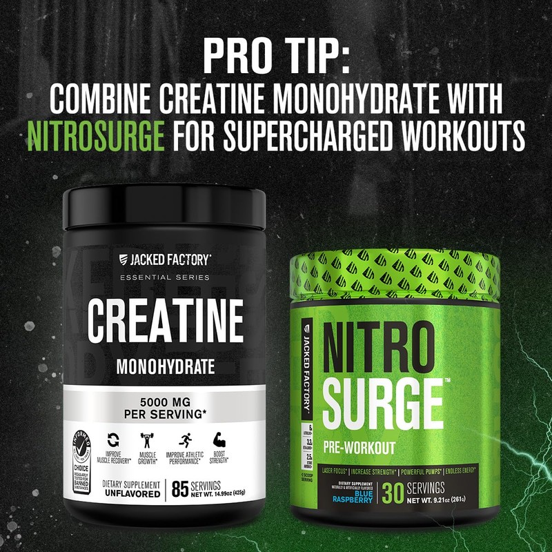 Jacked Factory Creatine Monohydrate Powder 425g - 5g Daily Creatine