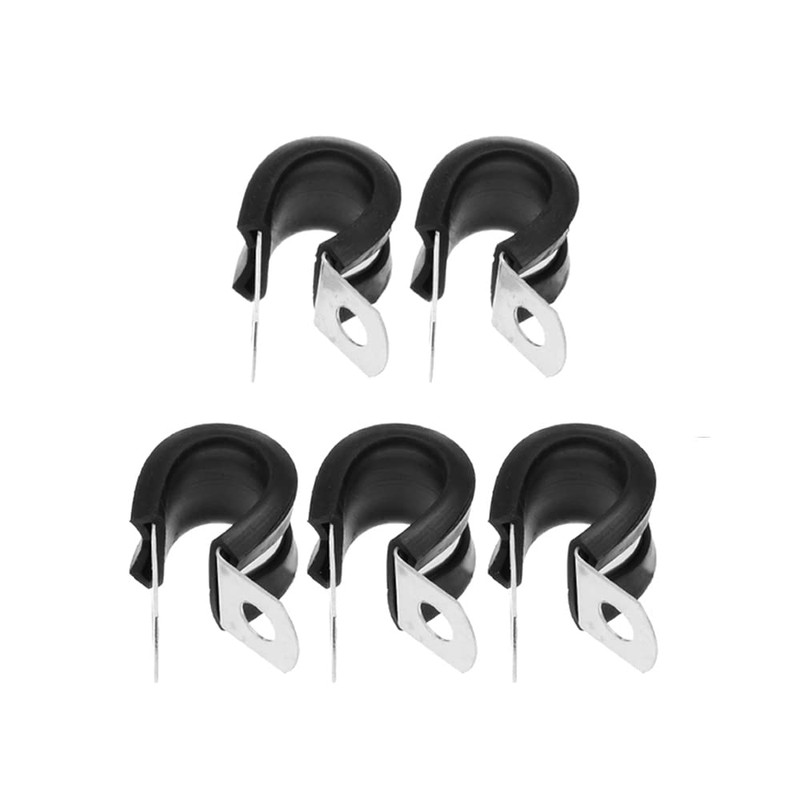 25Pcs 6mm Rubber Cushioned Cable Clamps 304 Stainless Steel Hose