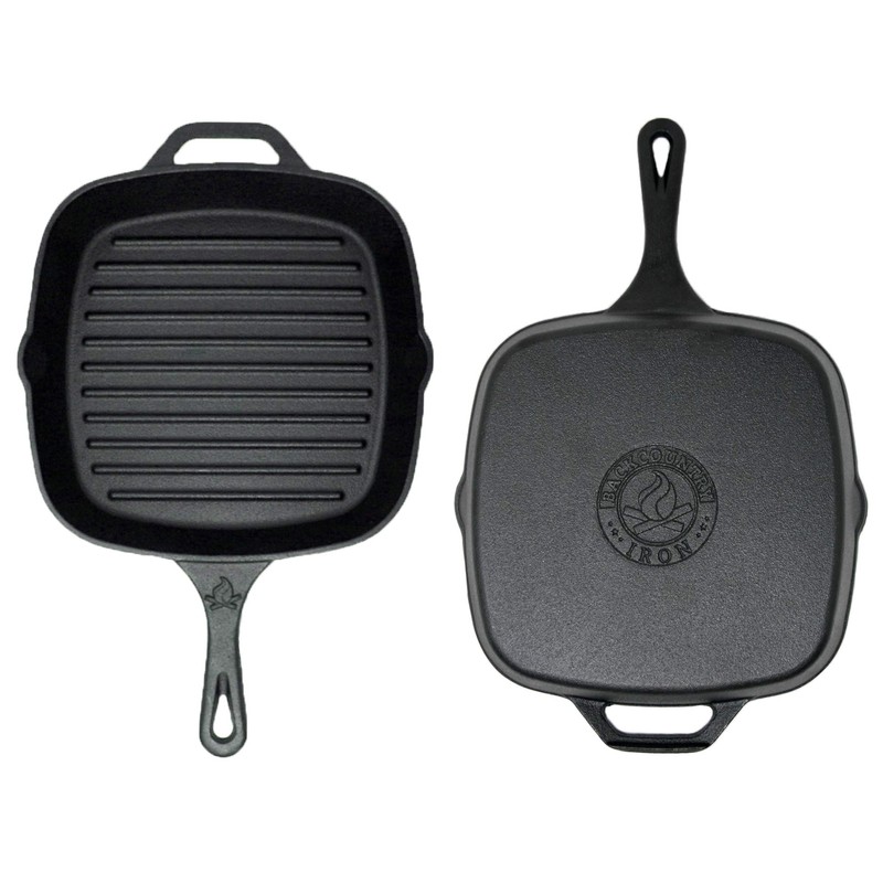 Backcountry Cast Iron 10" Medium Square Grill Pan (Pre-Seasoned for