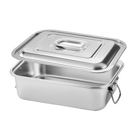 Extra Deep Stainless Steel Lasagna Pan with Loop Handles & Lid, 14 x 9.9 x 4 Inch, 6.3 QT Large Casserole Baking Dish, Oven Safe Heavy Duty Baking & Roasting Pan for Meal Prep & Storage
