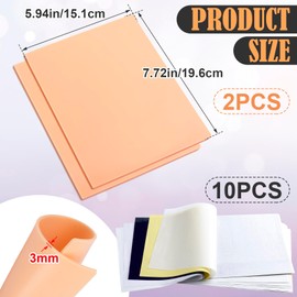 SmallCat 2psc Fake Skin with Transfer Paper Kit, Blank Thick Tattoo Practice Skins with 10pcs Transfer Paper, 3mm Soft Silicone Tattoo Stencil Paper for Beginners Experienced Artists