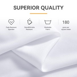 Outpain White Spandex Table Clothes for 8 Foot Rectangle Tables-3Pack 8FT Spandex Fitted Table Cover, Wrinkle Free Tablecloths with Skirt for Parties, Wedding, Birthday, Banquet, Festival
