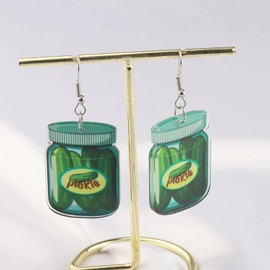 Gzrlyf Pickle Earrings - Stainless Steel Dangle - Versatile Dangle - Vegetable Themed - Perfect for Parties & Gifts