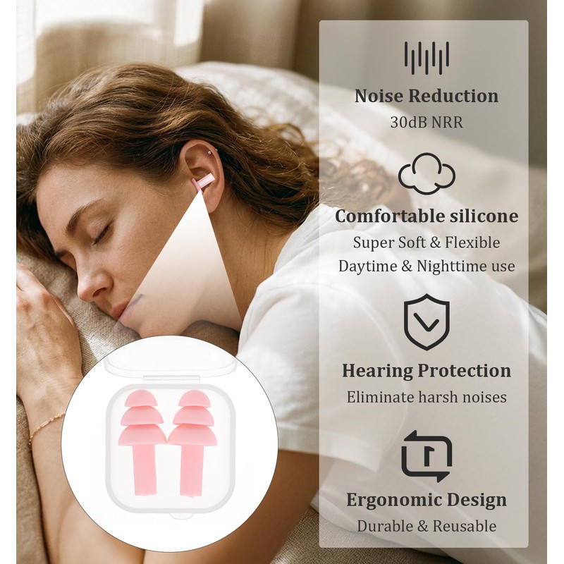 6 Pairs Small Ear Plugs for Sleeping, Soft Earplugs