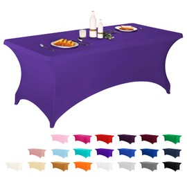 LZY Spandex Fitted Stretch Table Cover for 6 ft or 4ft or 8ft Folding Table, Rectangular Cocktail Tablecloth, Perfect for Party or Banquet