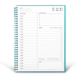 Undated Daily Planner, To Do List Planner, Hourly Planner, Time Management Manual and planner, 75 Sheets/150 Pages (5.2x7.5 inch, Green