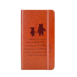 JOHSBYD Pooh Bear Leather Notebook Always Remember You’re Braver Than You Believe Leather Notebook Friendship Gift for Women Men Birthday Gifts for Son Daughter (A6)