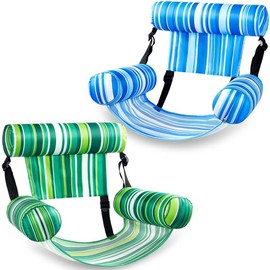 SLOOSH Inflatable Pool Floats Adult, 2 Packs / 1 Pack Floating Lounge Chairs , Blow up Pool Noodles for Adult Heavy Duty, Floating Chair for Party Summer Water Beach Lake Fun Father's Day Gifts TikTokShopSummerTurnup:_Blue and Green Stripe