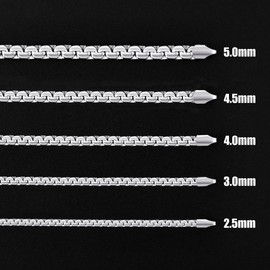Fiusem Silver Tone Box Chains for Men, 3mm Stainless Steel Chain Necklace, Necklaces for Men and Women 18 Inch