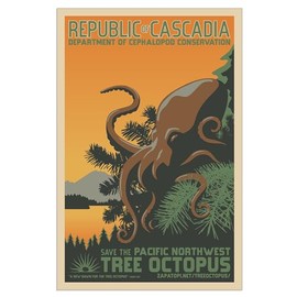 CafePress Tree Octopus WPA Style 23"x35" Heavy Semi-Gloss Paper