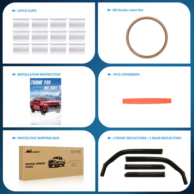 Nilight Durable Rain Guards for Toyota 4Runner 2010 2011 2012
