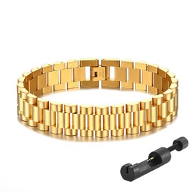 Adorashine Stainless Steel Bracelet For Men Women, 10mm 12mm Adjustable Link Chain Bracelet, Multiple Colors (Gold/Silver/Rose Gold/Black), Unisex Gif (12mm-Gold-8in, Bead Chain, 8.2, Inches)