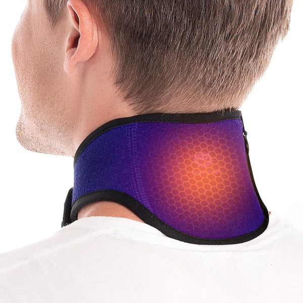 GRAPHENE TIMES Neck Heat Pad, Neck Pain Relief by Far-Infrared Physical Therapy, USB Heated Neck Wrap with 3 Temperature Control, Perfect for Sore Neck, Cervical Spine Pain Relief, Blue