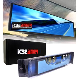 ICBEAMER 9.4" 240mm Easy Clip on Wide Angle Panoramic Blind Spot Fit Auto Interior Rear View Mirror Convex Blue Surface
