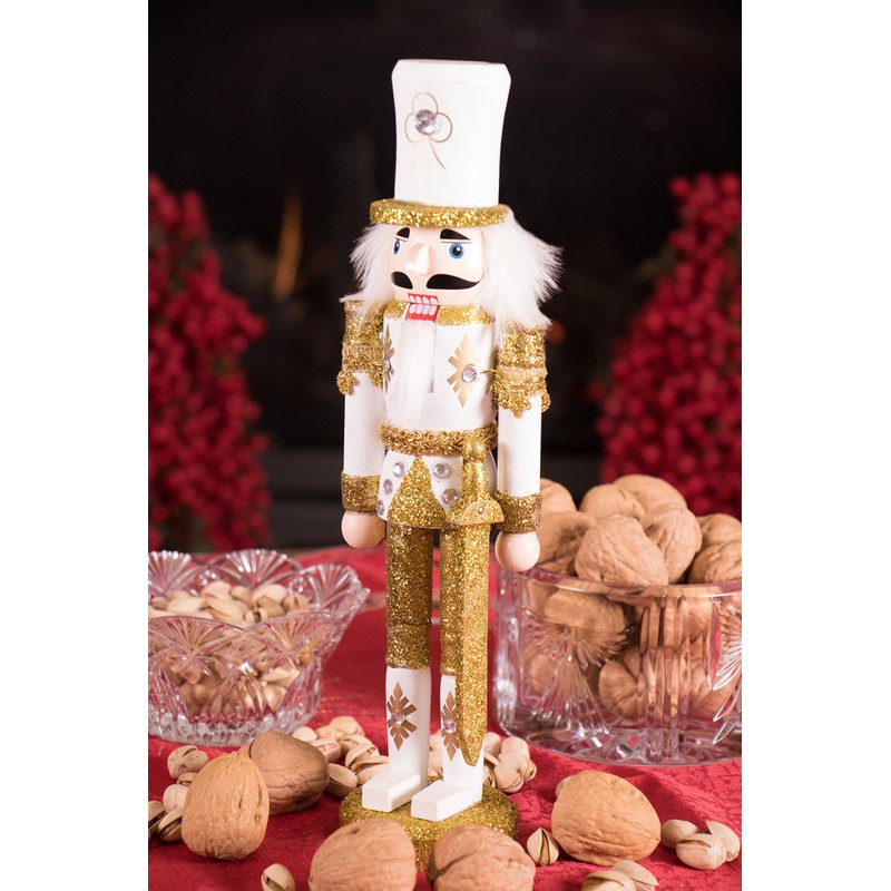 Clever Creations Gold and White Soldier 12 Inch Traditional Wooden