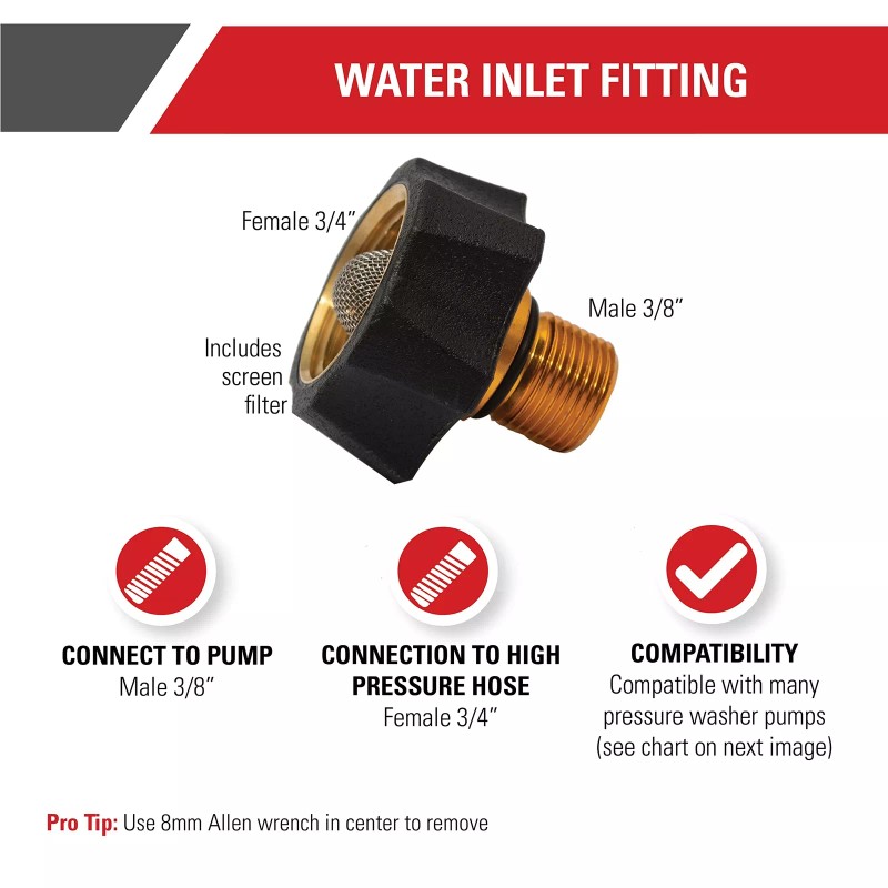 SIMPSON Cleaning 7112362 Water Inlet Fitting for Multiple Pressure Washer