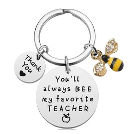 Teacher Gifts Keychain Teacher Appreciation Keyring Thank You Gifts for Women Man Teacher Teacher's Day Birthday Gift Keepsake Retirement Gift Christmas Gift - You'll always BEE my favorite TEACHER