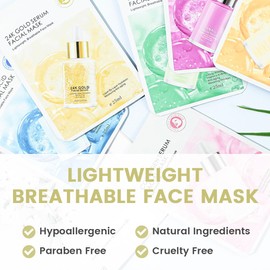 CAKAILA Face Sheet Mask Skincare,Hydrating Spa Face Mask For Sensitive Skin,Moisturize,Nourish for All Skin Types,Natural Skin Care Spa Face Mask for Women Men Girls,Pack of 6