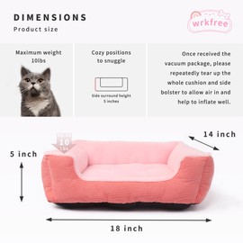 Extra Small Dog Bed for 3-5 Pound Dog Washable Cute Pink Cat Bed for Indoor Cats 18x14x5 Orthopedic Supportive Pet Sofa Bed with Sides