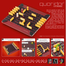 Quoridor - Over 1 Million Sold! Mensa Select Winner | Wooden Abstract Strategy Game for Adults and Families | Ages 8+ | 2 to 4 Players | 1 Minute to Learn, 15 Minutes to Play