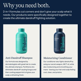 Flakes Anti Dandruff Shampoo and Conditioner Set | Dry, Flaky, & Itchy Scalp Shampoo | Sulfate & Paraben Free for Healthy Hair | Hydrating Shampoo & Moisturizing Conditioner for Scalp Care | 9 fl oz