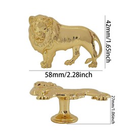 Hetyskluy 4 Pcs Lion Cabinet Knobs, Lion Drawer Knob Handle, Gold Metal Zinc Alloy Single Hole Pull, Animal Lion Decorative Knob for Dresser, Bookcase, Door, Furniture Hardware (Gold)