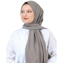 Prien Hijab Headscarf for Women, Muslim Dress Scarf, Headscarves for Girls, Islamic Long Scarf, Chiffon Turban Dresses for Ramadan, Dark Mink