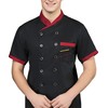 Malltohome Chef Short Sleeve Unisex Classic Double-Breasted Coat Jacket (Black,