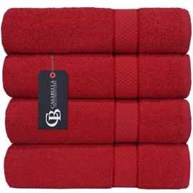 Casabella Pack of 2 Large Jumbo Bath Sheets 100% Egyptian Combed Cotton Big Beautiful Towels_Red_2pcs