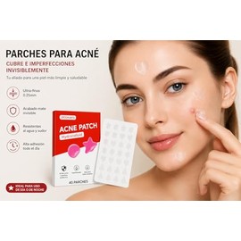 Acne Patch Parches para Acné Hidrocoloides 40 Piezas – Parches Invisibles en Forma de Corazones y Estrellas para Granos y Espinillas, Tratamiento Faci