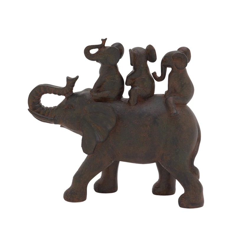 Deco 79 Polystone Elephant Decorative Sculpture Home Decor Statue, Accent