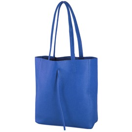 modamoda de - T253 - Italian Leather Tote Bag with Inner Pocket, Signal blue