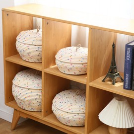 Sea Team Round Cotton Rope Storage Basket with Lid, Decorative Woven Storage Bin, Pot, Caddy, Organizer, Container for Snacks, Towels, Plants (Rainbow, Small/2-Pack)