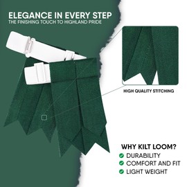 Men’s Kilt Flashes with Adjustable Buckle – Plain & Tartan Kilt Sock Garters – Acrylic Wool Highland Wear (GREEN)