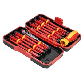 Sunydog 13pcs 1000V Changeable Insulated Screwdrivers Set with Magnetic Slotted Phillips Pozidriv Torx Bits Electrician Repair Tools Kit