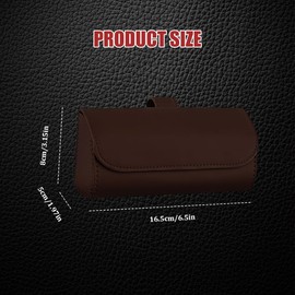 Tecledsn Sunglasses Holder for Car Sun Visor, Leather Auto Eyeglasses Storage Case with Hidden Magnetic Closure, Universal Protective Glasses Organizer Box, Visor Accessories for Woman Man (Brown)